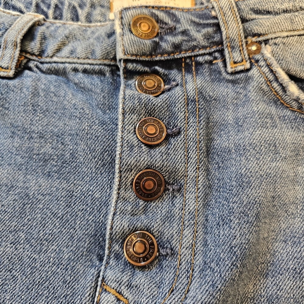 We the Free Denim Mini Skirt Distressed Button Fly - Picture 8 of 15